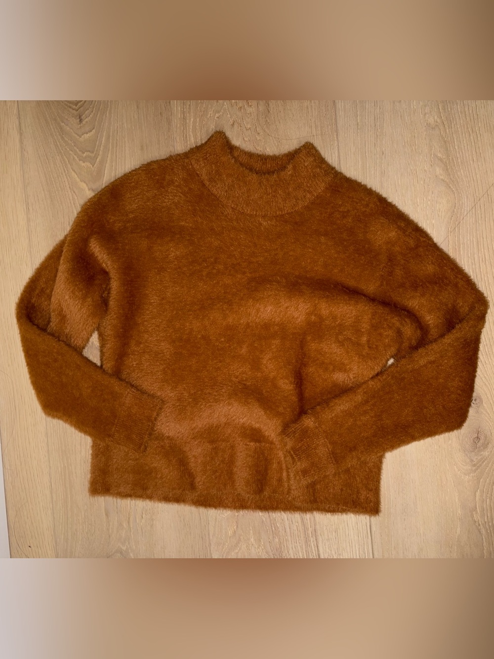 Bailey 44 Camel Brown Fuzzy Mock Neck Long Sleeve Sweater Women’s Sz S
